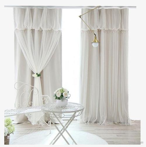 白色蕾丝窗帘png素材透明免抠图片-产品实物